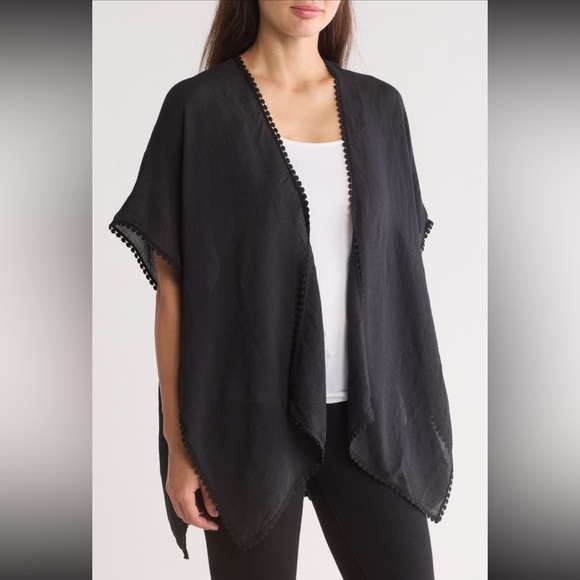 Steve Madden Lace Inset Ruana, BLACK, Size One, NWT - Picture 5 of 7